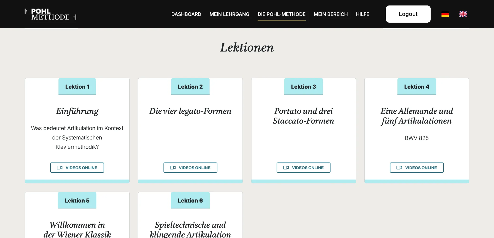 Die Lektionen zum Konzept Artikulation