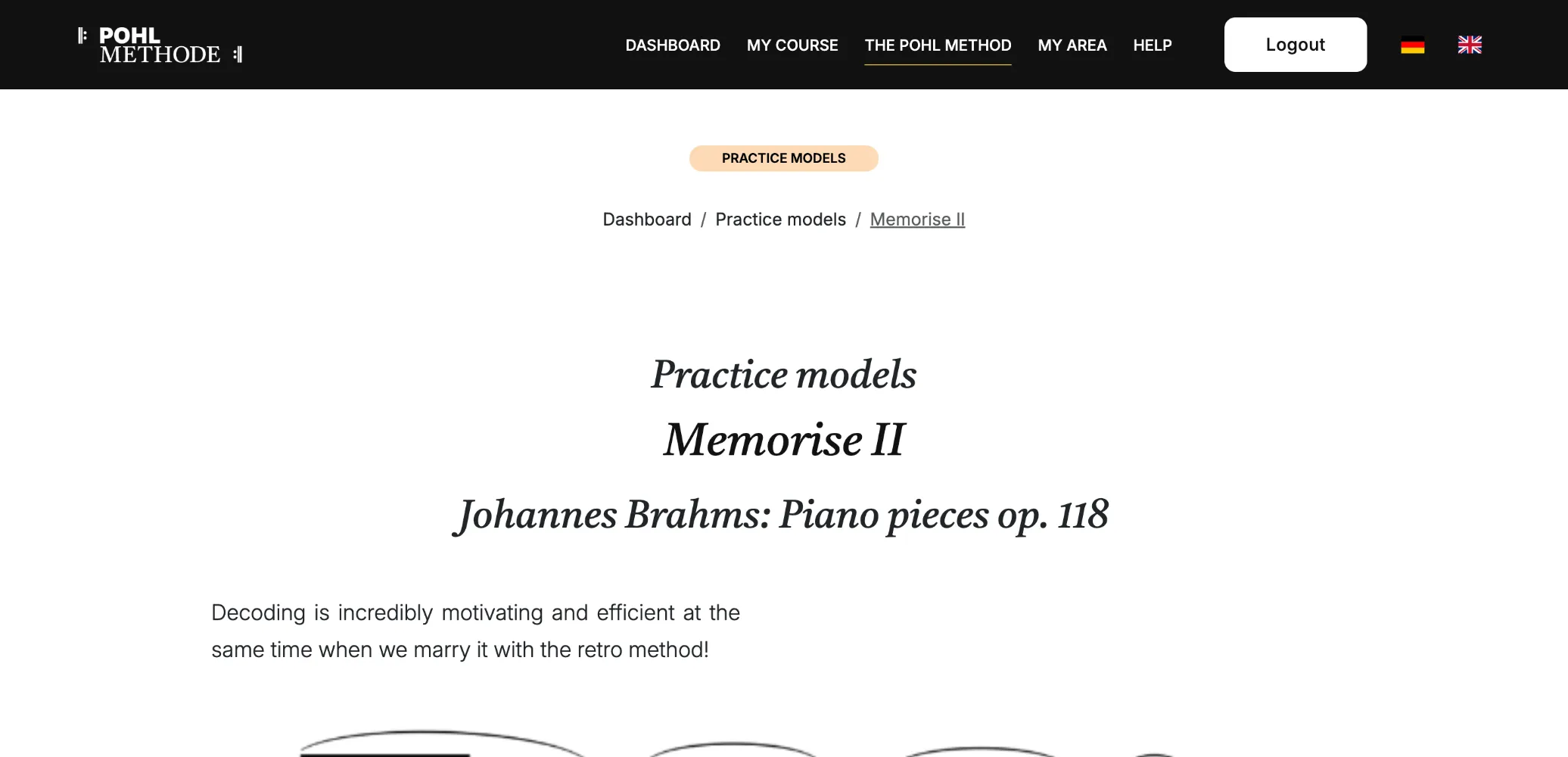 Practice model “Memorise II” on Brahms, Piano pieces op. 118